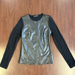 Generation Love Black Vegan Leather Panel Shirt